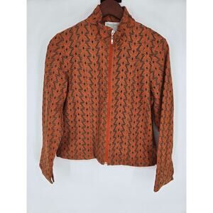 Orange eyelet geometric print full zip jacket by Great Cavalier St. Paul S